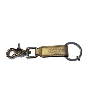 Coach metallic Gold leather Keychain trigger snap keyfob